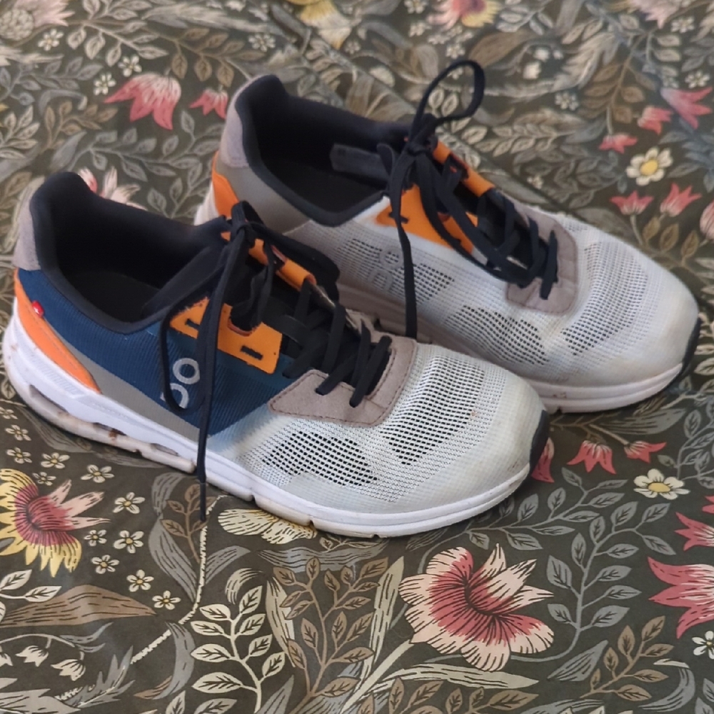 On Running Women's Sneakers in Blue, Orange, and White